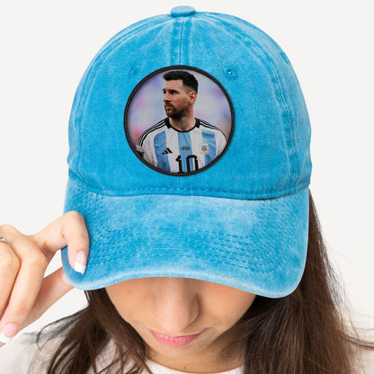 Messi Patch Sew/Iron on with Embroidered Border for Hats, Shirts.