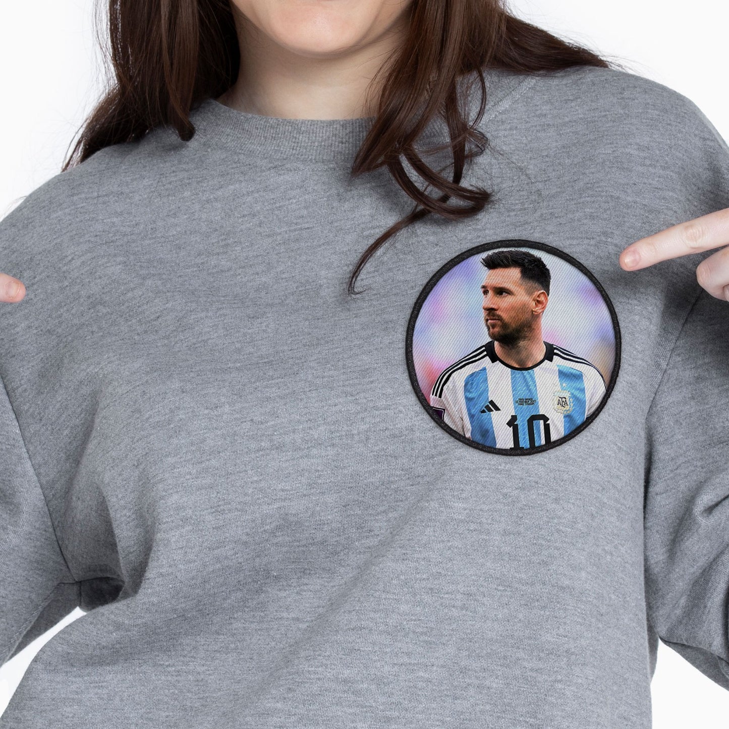Messi Patch Sew/Iron on with Embroidered Border for Hats, Shirts.