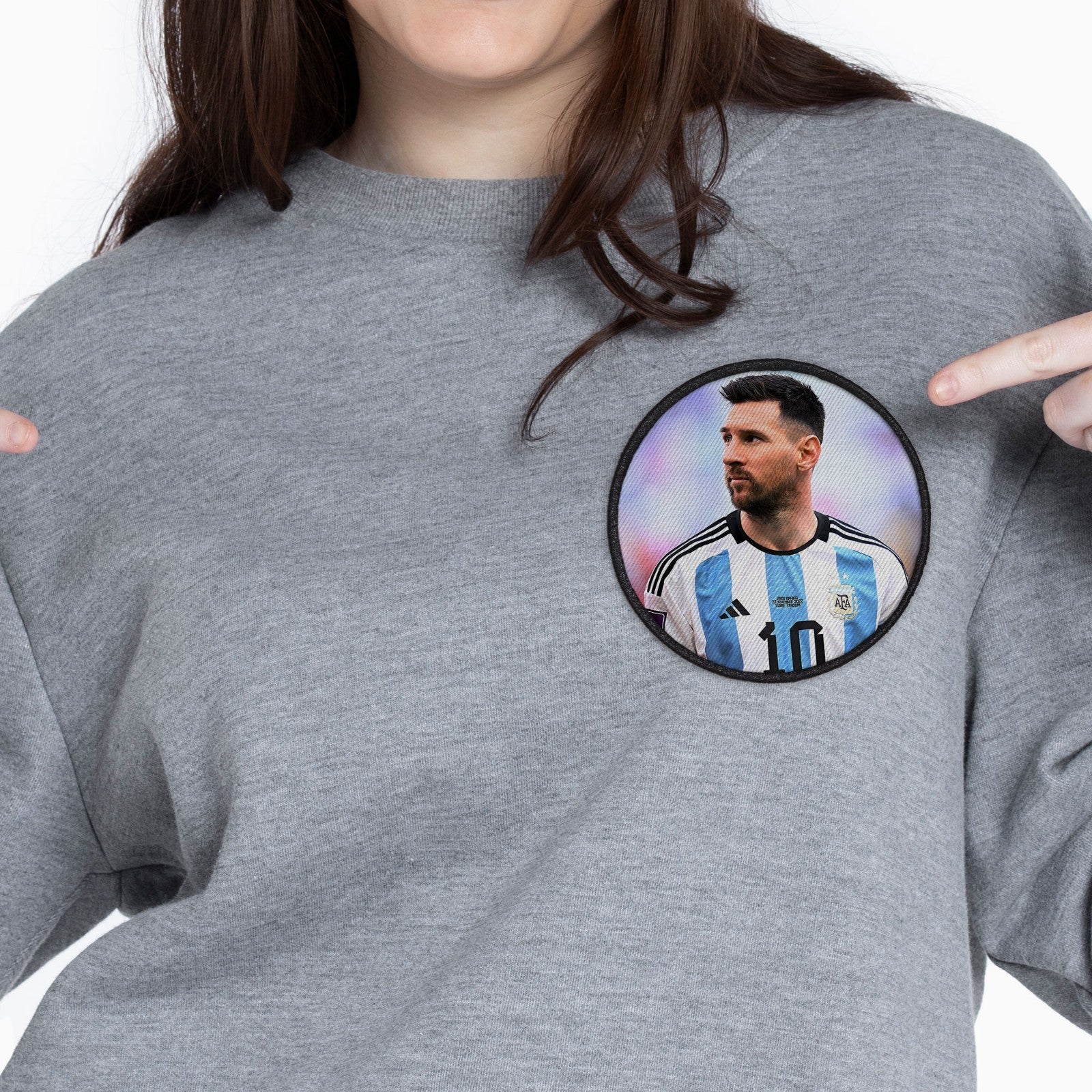 Messi Patch Sew/Iron on with Embroidered Border for Hats, Shirts.