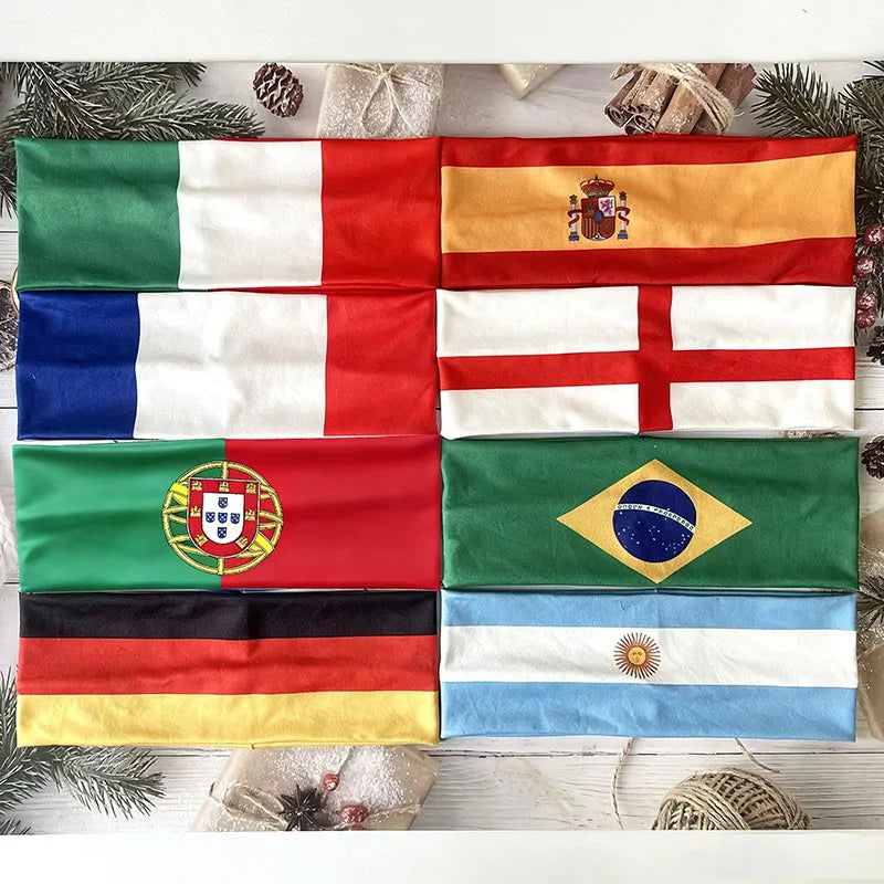 National Flag Soccer Fan Headband Elastic Cheer Hairband Country Flag Headband for Fans Sports Event Hair Accessories