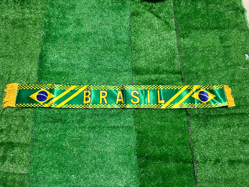 SKY FLAG Brazil Scarf 14*130Cm Double Printed Brasil Flag Custom Scarf Football Team Scarf Printing Satin Brazil Banner