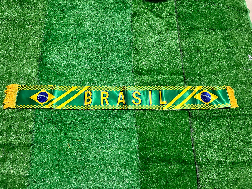 SKY FLAG Brazil Scarf 14*130Cm Double Printed Brasil Flag Custom Scarf Football Team Scarf Printing Satin Brazil Banner