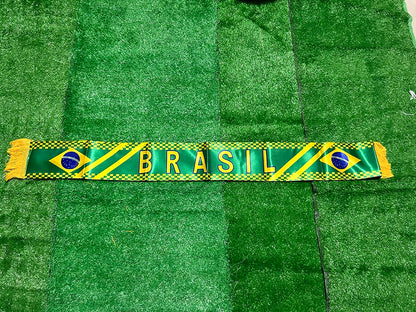 SKY FLAG Brazil Scarf 14*130Cm Double Printed Brasil Flag Custom Scarf Football Team Scarf Printing Satin Brazil Banner
