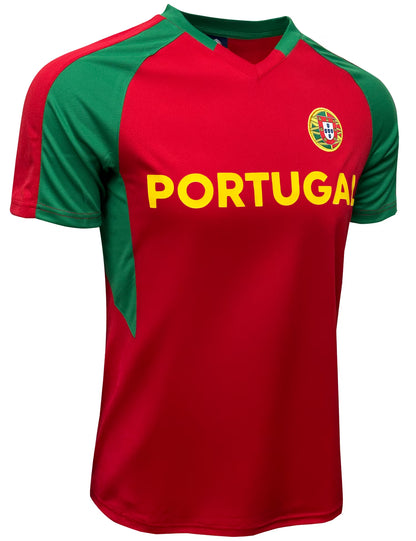 Just 4 Kicks Portugal Soccer Fan Jersey, Maroon/Green/Yellow, 100 Percent Poly, YS-XL