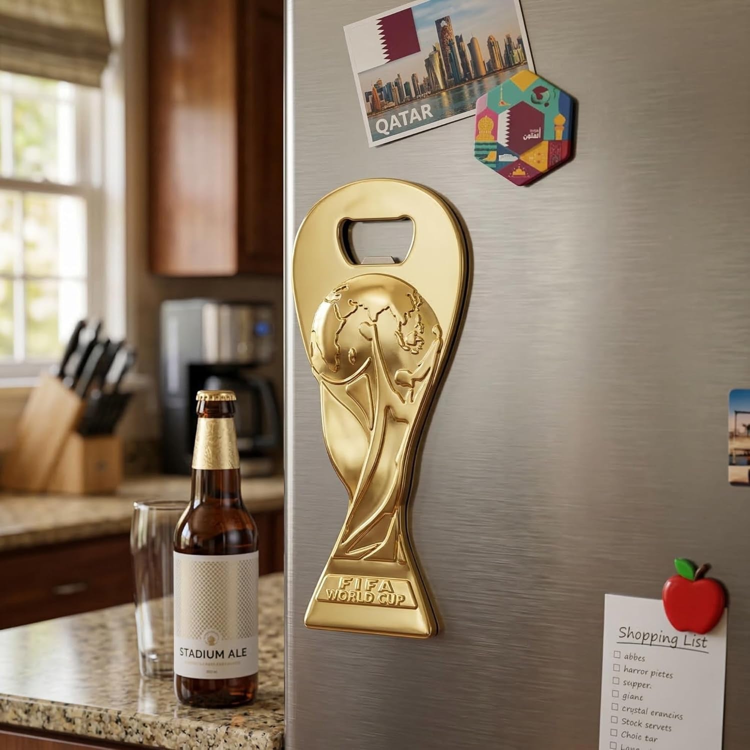 Official 2026 FIFA World Cup Trophy Magnetic Metal Bottle Opener (5.75" X 2.5") - Perfect Soccer Fan Gift, Refrigerator Magnet & Bar Accessory for 2026 World Cup