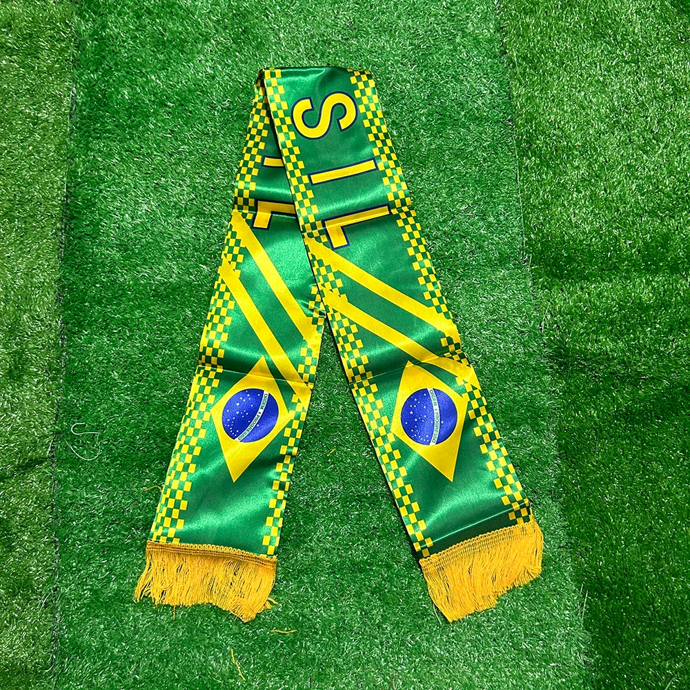 SKY FLAG Brazil Scarf 14*130Cm Double Printed Brasil Flag Custom Scarf Football Team Scarf Printing Satin Brazil Banner