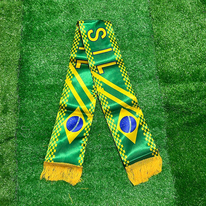 SKY FLAG Brazil Scarf 14*130Cm Double Printed Brasil Flag Custom Scarf Football Team Scarf Printing Satin Brazil Banner