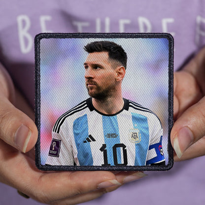 Messi Patch Sew/Iron on with Embroidered Border for Hats, Shirts.