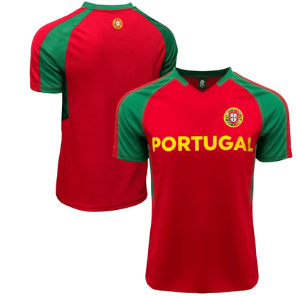 Just 4 Kicks Portugal Soccer Fan Jersey, Maroon/Green/Yellow, 100 Percent Poly, YS-XL