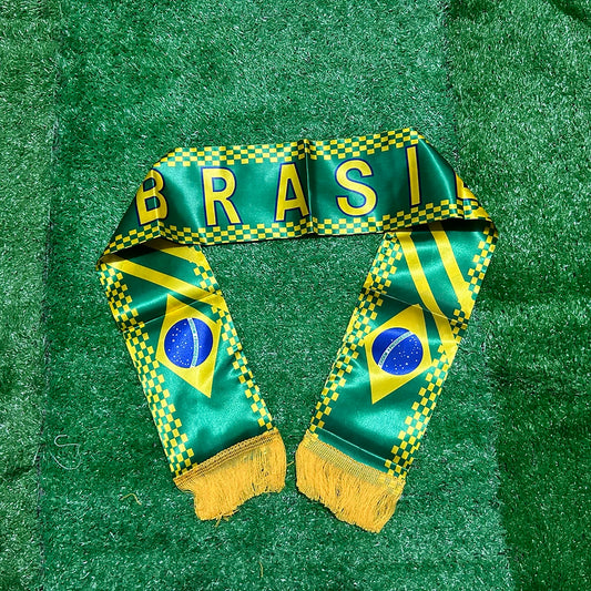 SKY FLAG Brazil Scarf 14*130Cm Double Printed Brasil Flag Custom Scarf Football Team Scarf Printing Satin Brazil Banner